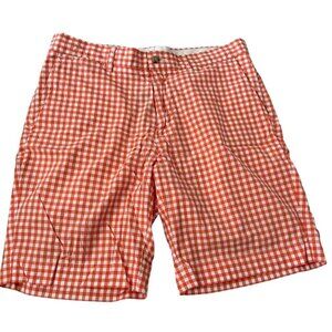 Polo Ralph Lauren Suffield Short Men's Size 33 Orange White Gingham Check Excell